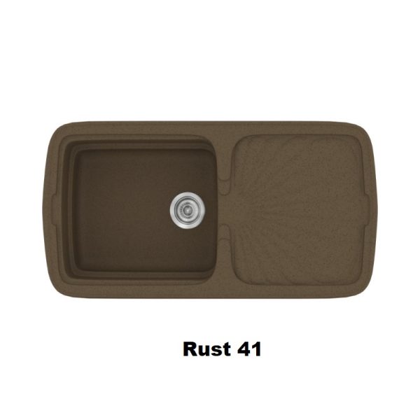 Rust Brown Modern 1 Bowl Composite Kitchen Sink with Drainer 96x51 41 Classic 306 Sanitec