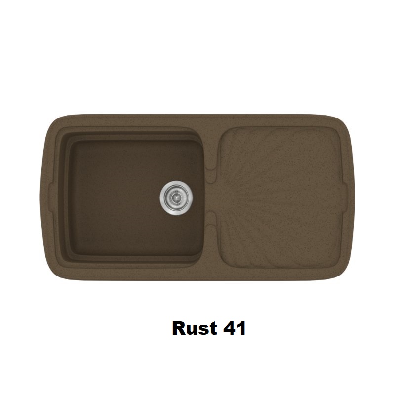 Rust Brown Modern 1 Bowl Composite Kitchen Sink with Drainer 96×51 41 Classic 306 Sanitec