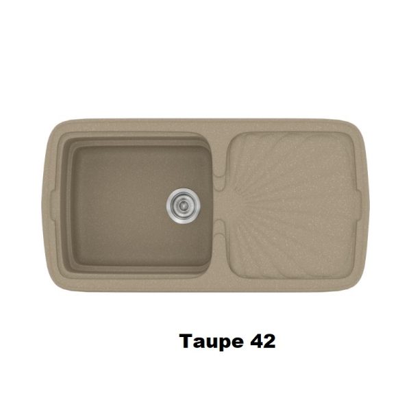 Taupe Brown Modern 1 Bowl Composite Kitchen Sink with Drainer 96x51 42 Classic 306 Sanitec