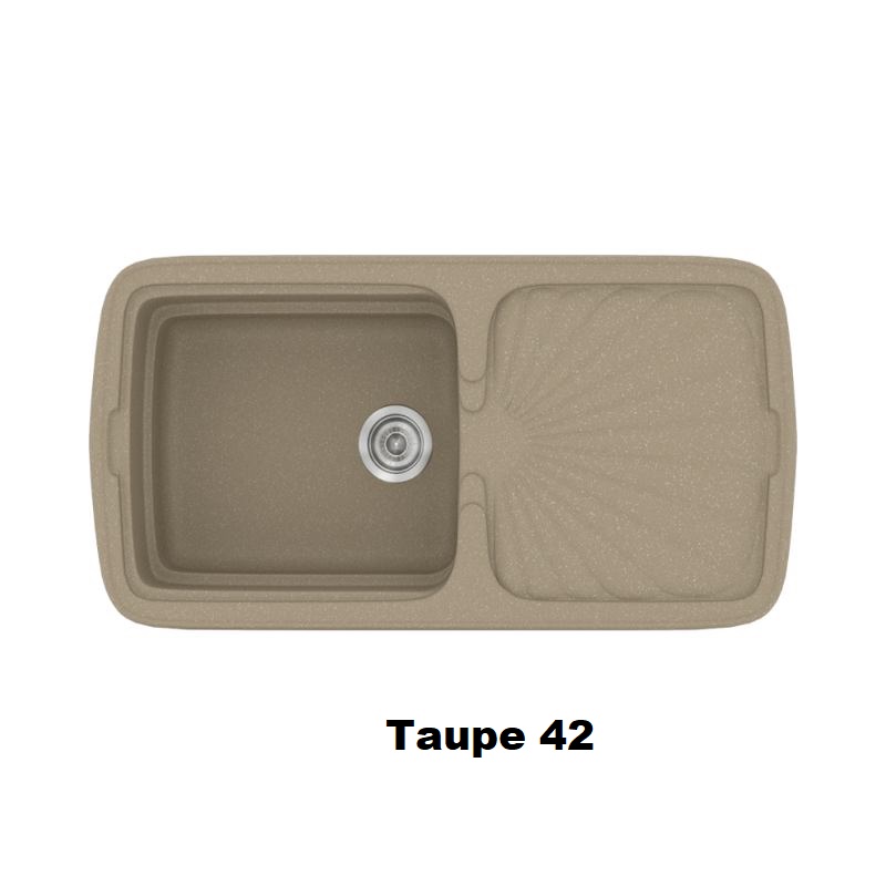 Taupe Brown Modern 1 Bowl Composite Kitchen Sink with Drainer 96×51 42 Classic 306 Sanitec