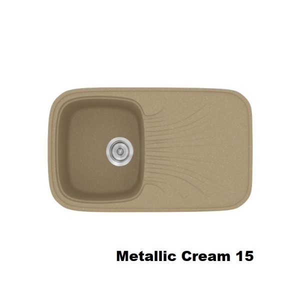 Cream Modern 1 Bowl Composite Kitchen Sink with Drainer 82x50 15 Classic 315 Sanitec