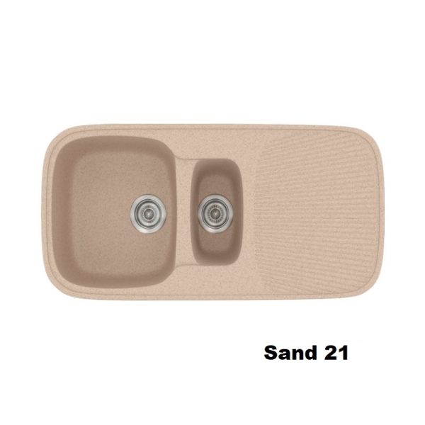 Συνθετικος μπεζ αμμου νεροχυτης κουζινας 97χ50 με μικρη μικρη μεγαλη γουρνα και ποδια μοντερνος Sand 21 Classic 301 Sanitec