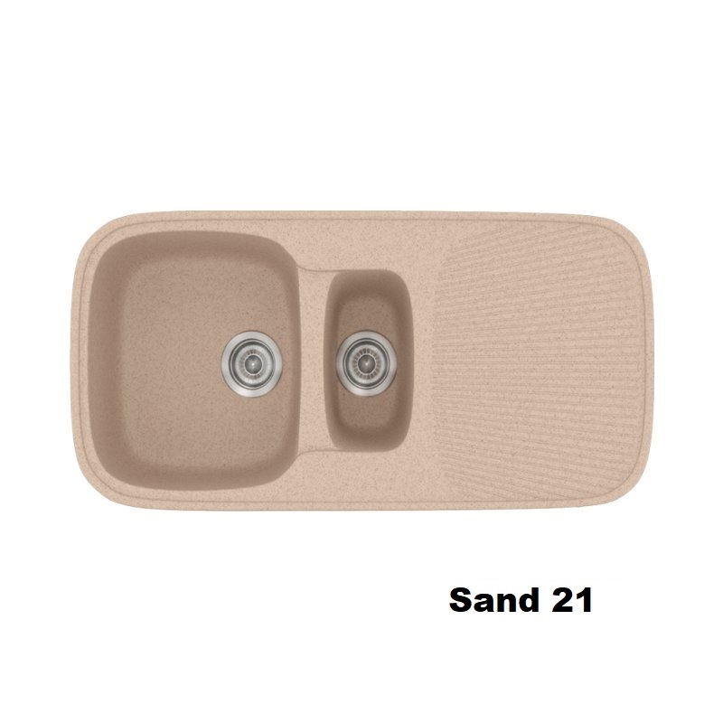 Συνθετικος μπεζ αμμου μοντερνος νεροχυτης κουζινας 97χ50 με μικρη μικρη μεγαλη γουρνα και ποδια Sand 21 Classic 301 Sanitec
