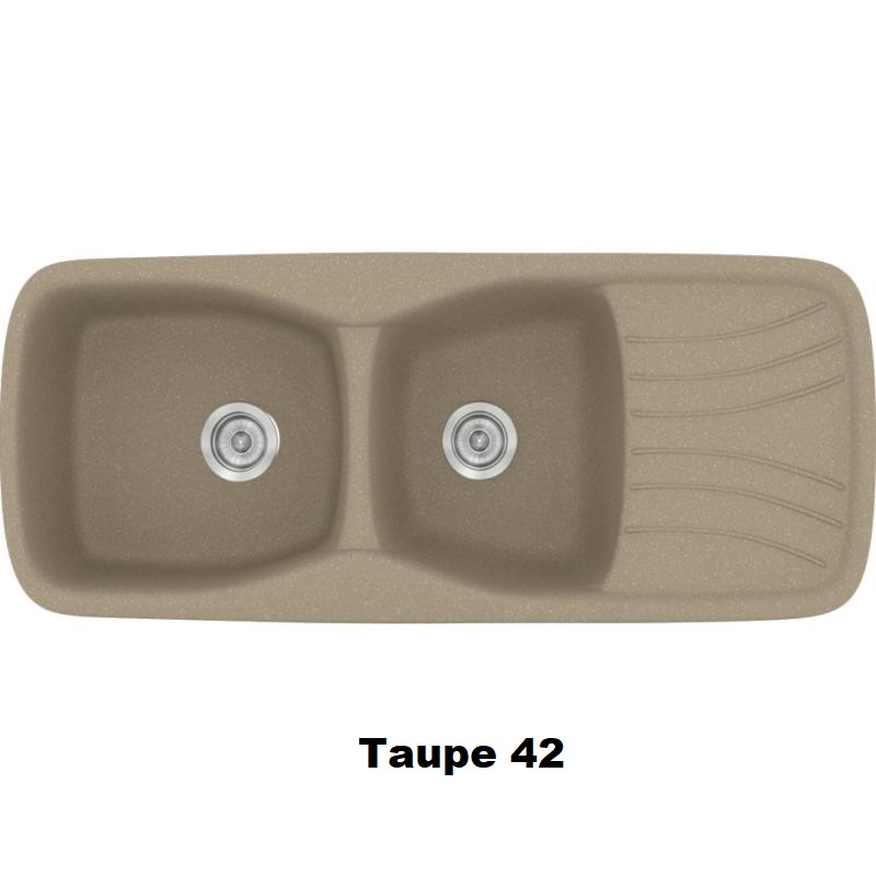 Taupe Modern 2 Bowl Composite Kitchen Sink with Drainer 120×51 42 Classic 311 Sanitec