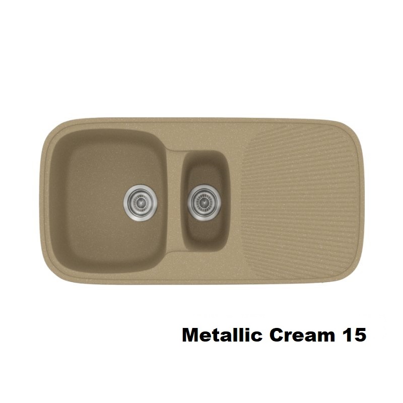 Cream Modern 1,5 Bowl Composite Kitchen Sink with Drainer 97×50 15 Classic 301 Sanitec