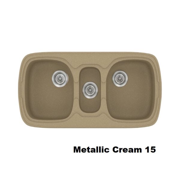 Συνθετικος τριπλος νεροχυτης μοντερνος κρεμ χρωματος 94χ51 Metallic Cream 15 Classic 303 Sanitec