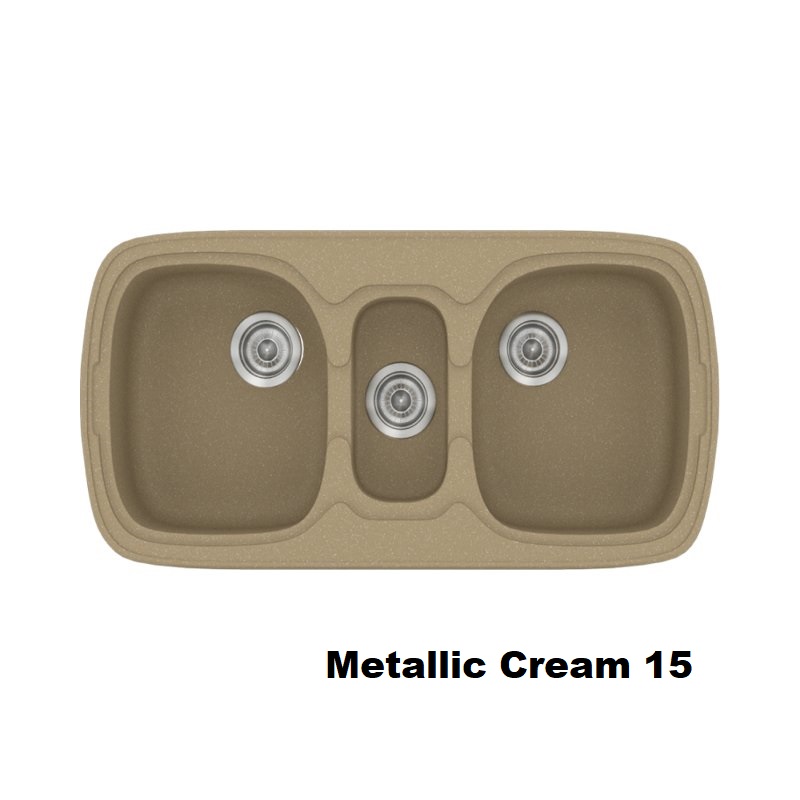 Cream Modern 2,5 Bowl Composite Kitchen Sink 96×51 15 Classic 303 Sanitec