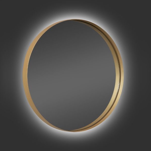 Round LED bathroom mirror with gold metal frame 3 cm