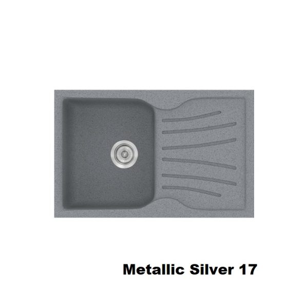 Ασημι συνθετικοι νεροχυτες κουζινας με ποδια και μαξιλαρι 78χ50 Metallic Silver 17 Classic 327 Sanitec