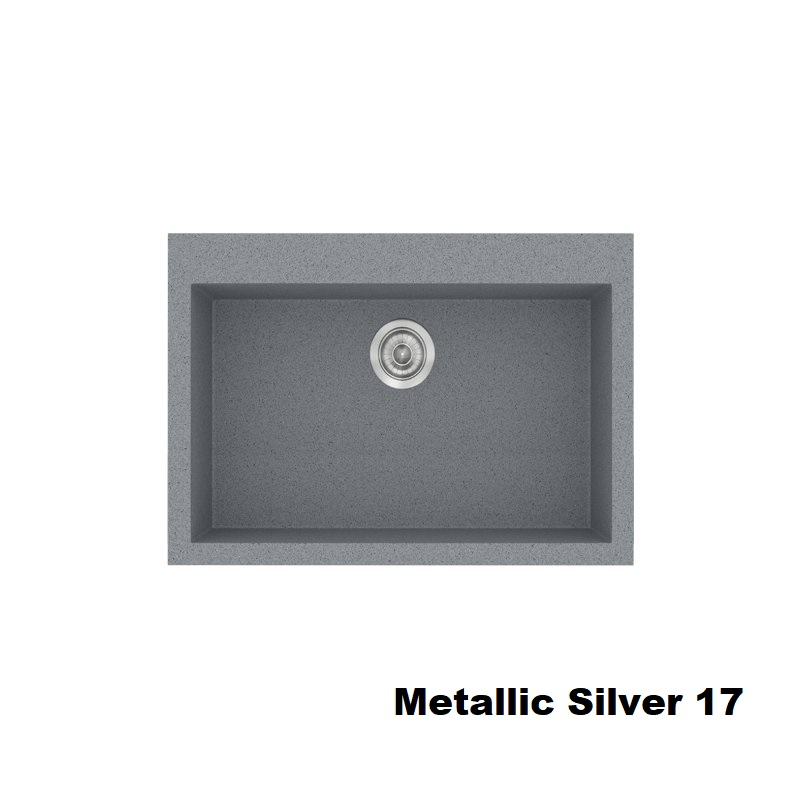 Ασημι νεροχυτης κουζινας μοντερνος συνθετικος με 1 γουρνα 70χ50 Metallic Silver 17 Classic 338 Sanitec