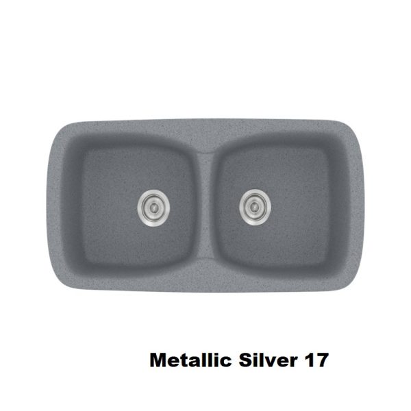 Silver Modern 2 Bowl Composite Kitchen Sink 93x51 Classic 319 Sanitec