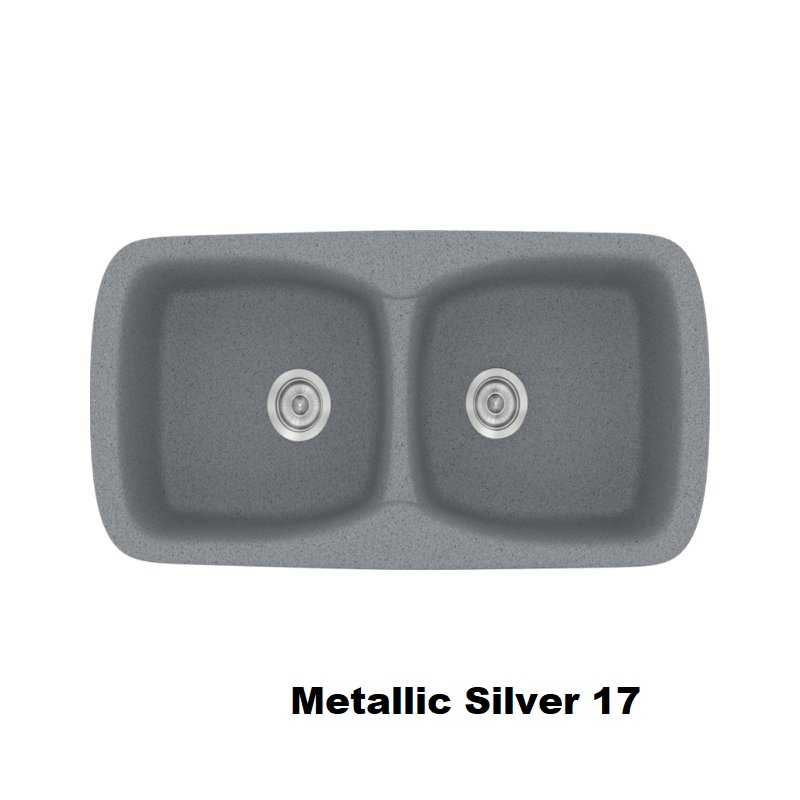 Silver Modern 2 Bowl Composite Kitchen Sink 93×51 Classic 319 Sanitec