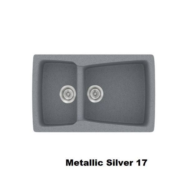Ασημι νεροχυτες κουζινας συνθετικοι με μια και μιση γουρνες 79χ50 Metallic Silver 17 Classic 320 Sanitec