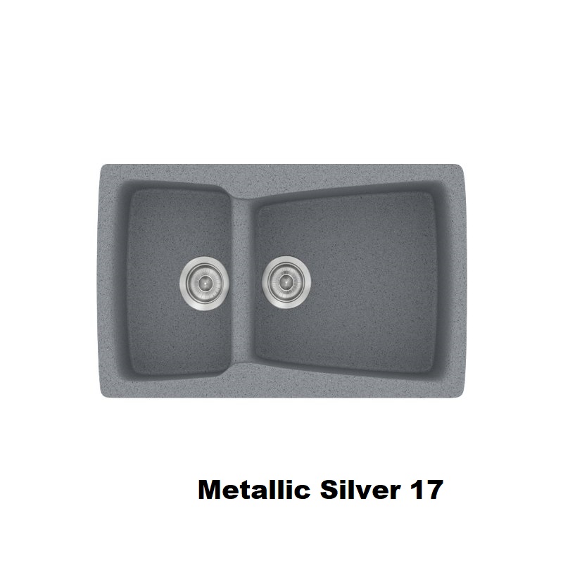 Ασημι συνθετικοι νεροχυτες κουζινας με μια και μιση γουρνες 79χ50 Metallic Silver 17 Classic 320 Sanitec