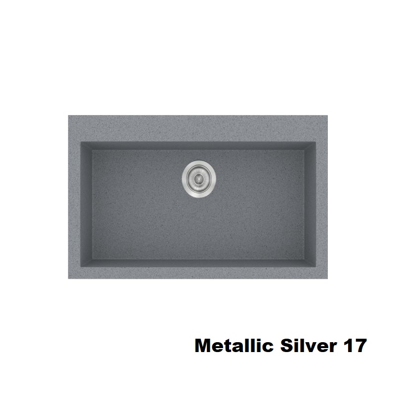 Ασημι συνθετικοι νεροχυτες κουζινας μοντερνοι με μια γουρνα 79χ50 Metallic Silver 17 Classic 333 Sanitec