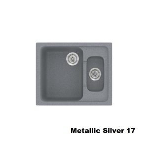 Ασημι μικροι συνθετικοι νεροχυτες κουζινας με 2 γουρνες μικρη και μεγαλη 62χ51 Metallic Silver 17 Classic 330 Sanitec