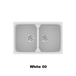 Λευκοι μοντερνοι νεροχυτες κουζινας με δυο γουρνες 78χ51 White 00 Classic 318 Sanitec