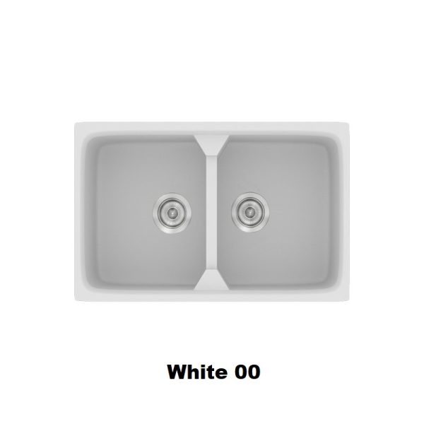 Λευκοι μοντερνοι νεροχυτες κουζινας με δυο γουρνες 78χ51 White 00 Classic 318 Sanitec