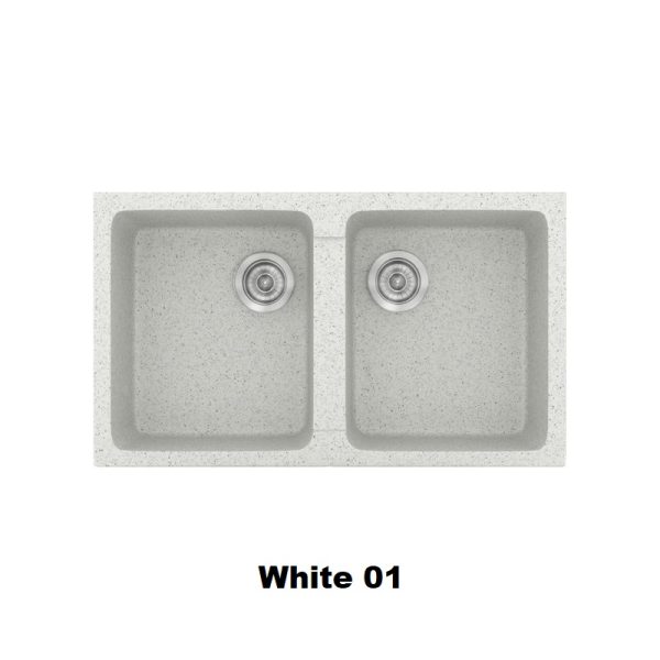 Crispy White Modern 2 Bowl Composite Kitchen Sink 86x50 Classic 334 Sanitec