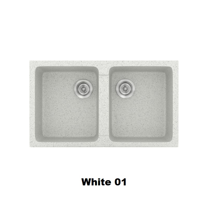 Crispy White Modern 2 Bowl Composite Kitchen Sink 86×50 Classic 334 Sanitec