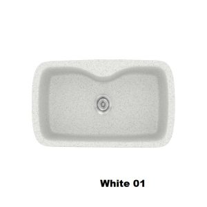 Λευκοι συνθετικοι νεροχυτες κουζινας με 1 μεγαλη γουρνα μοντερνοι 83χ51 White 01 Classic 321 Sanitec