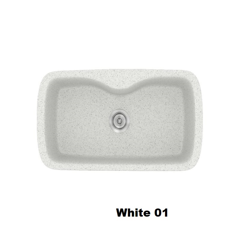 Ασπροι νεροχυτες κουζινας συνθετικοι με 1 μεγαλη γουρνα μοντερνοι 83χ51 White 01 Classic 321 Sanitec
