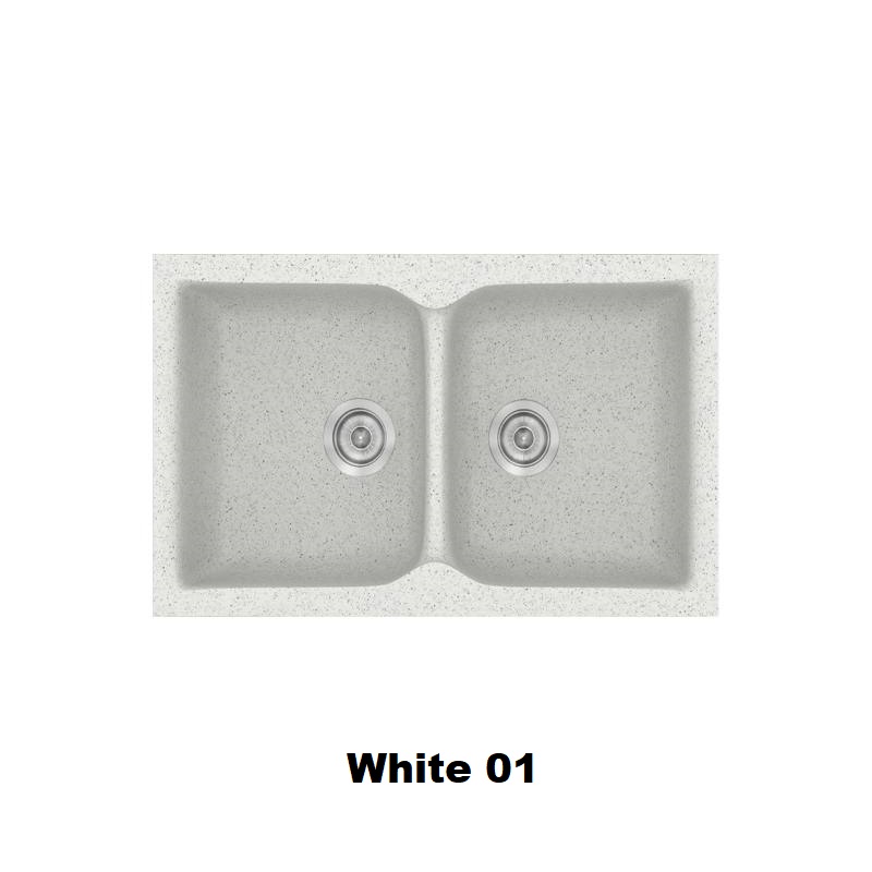 Crispy White Modern 2 Bowl Composite Kitchen Sink 78×50 Classic 340 Sanitec