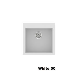 Λευκος μικρος νεροχυτης κουζινας με 1 γουρνα συνθετικος 50χ50 White 00 Classic 339 Sanitec