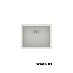 White Modern 1 Bowl Small Composite Kitchen Sink 50x40 Classic 341 Sanitec