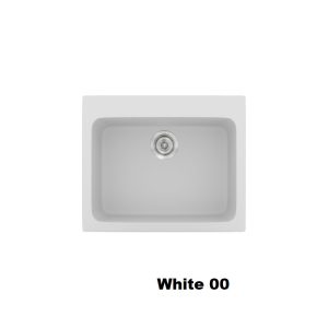 White Modern 1 Bowl Small Composite Kitchen Sink 60x50 Classic 331 Sanitec