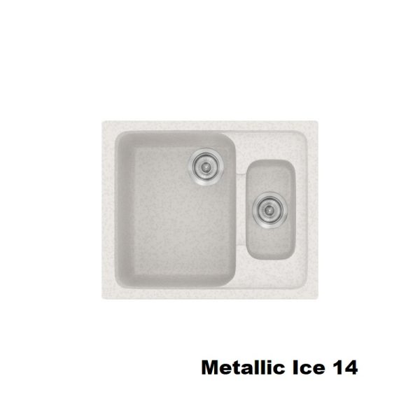 Ασπρος μοντερνος μικρος συνθετικος νεροχυτης κουζινας 1,5 γουρνες 62χ51 Metallic Ice 14 Classic 330 Sanitec