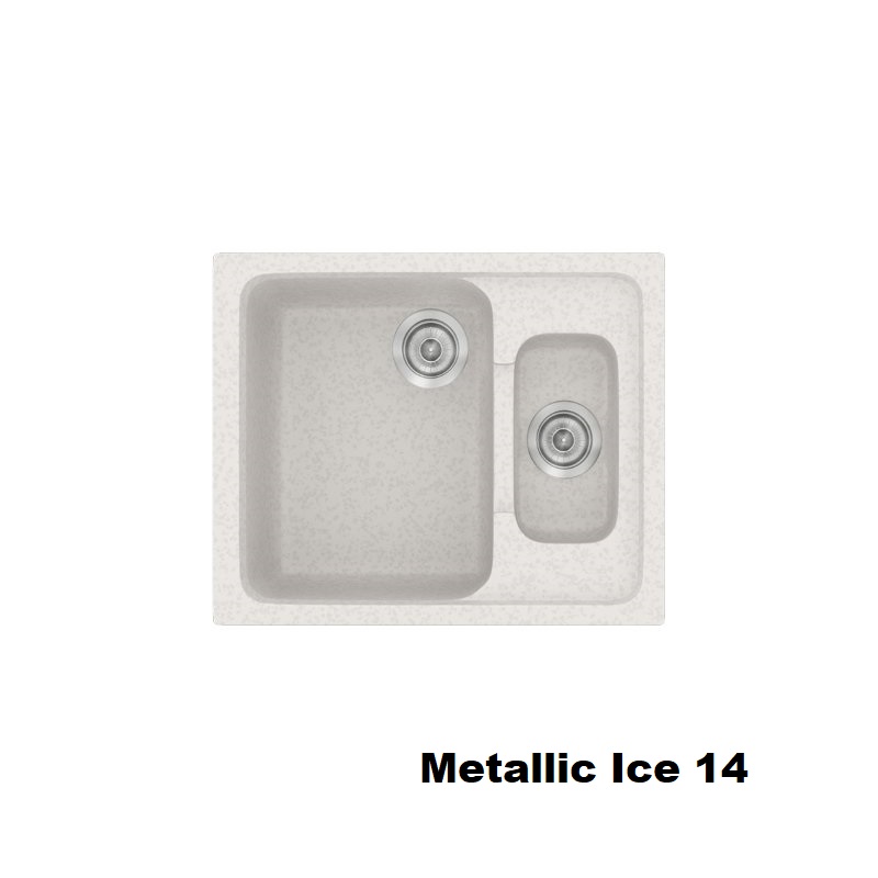 Ασπρος μικρος συνθετικος μοντερνος νεροχυτης κουζινας 1,5 γουρνες 62χ51 Metallic Ice 14 Classic 330 Sanitec