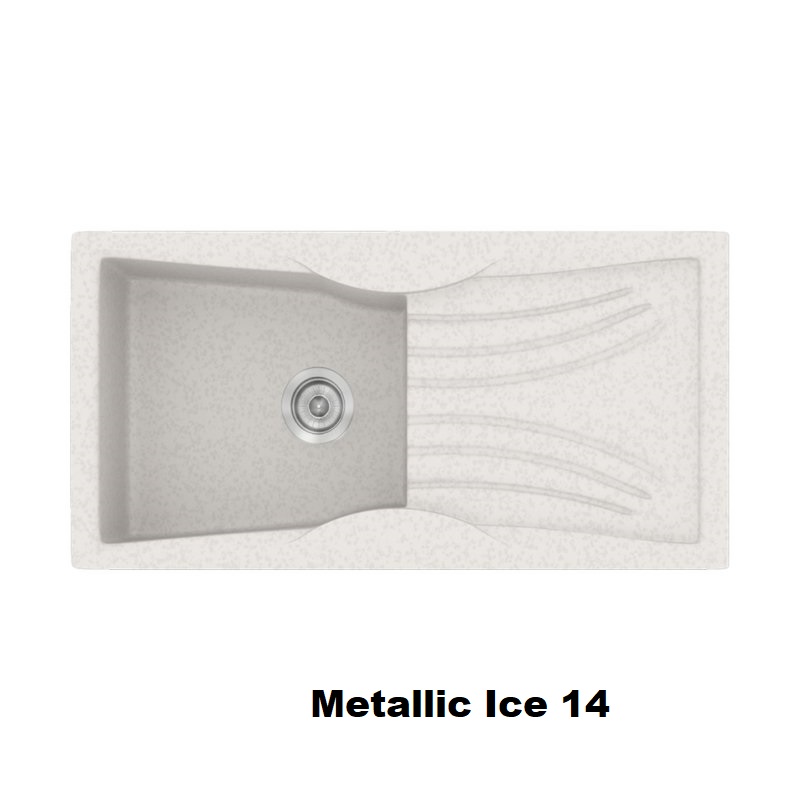 Ασπρος μοντερνος νεροχυτης κουζινας συνθετικος μονος με μαξιλαρι 99χ51 Metallic Ice 14 Classic 328 Sanitec