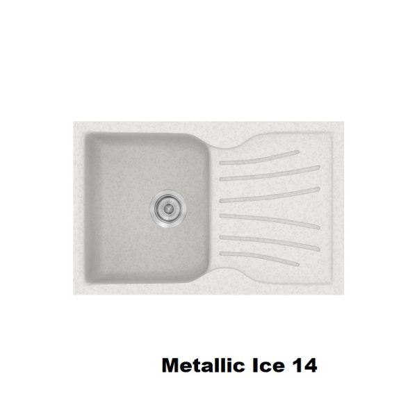 Ασπρος μοντερνος νεροχυτης κουζινας συνθετικος μονος με ποδια 78χ50 Metallic Ice 14 Classic 327 Sanitec