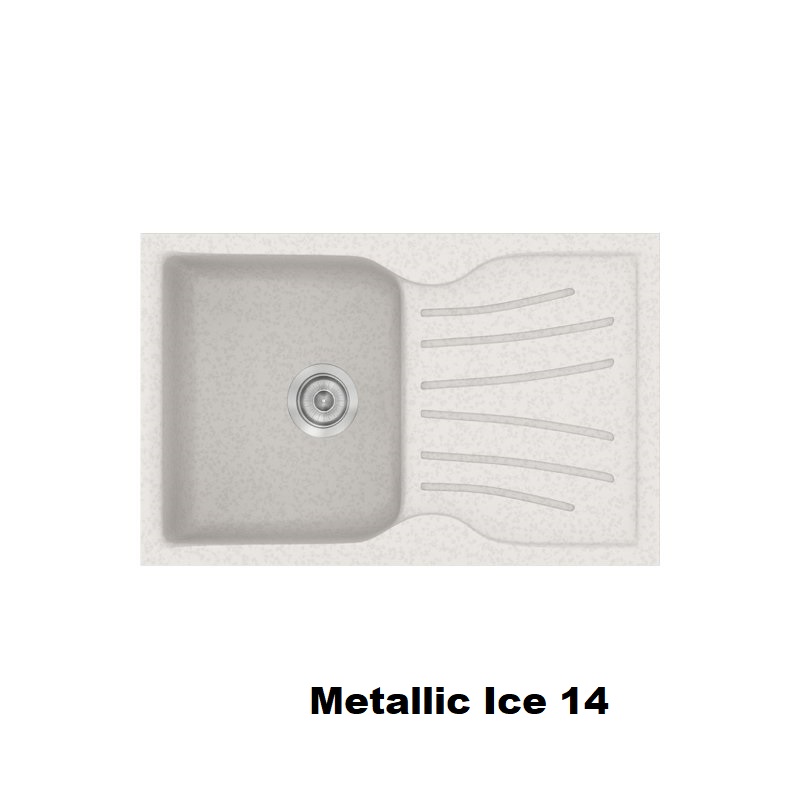 Ασπρος νεροχυτης κουζινας μοντερνος συνθετικος μονος με ποδια 78χ50 Metallic Ice 14 Classic 327 Sanitec