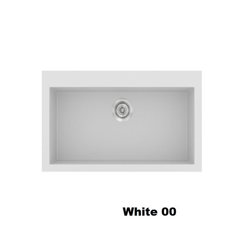 White Modern 1 Large Bowl Composite Kitchen Sink 79×50 Classic 333 Sanitec