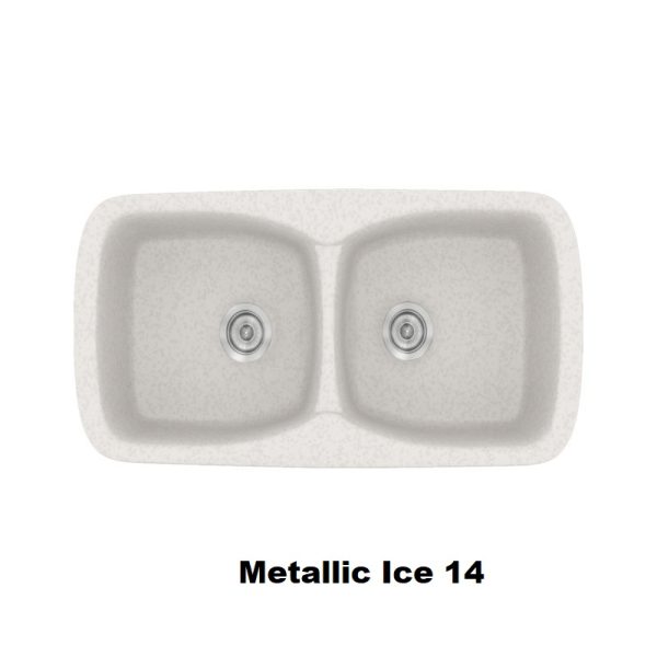 Λευκος συνθετικος νεροχυτης κουζινας συνθετικος με 2 γουρνες 93χ51 Metallic Ice 14 Classic 319 Sanitec
