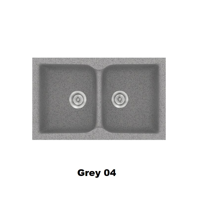 Grey Modern 2 Bowl Composite Kitchen Sink 81×50 Classic 322 Sanitec