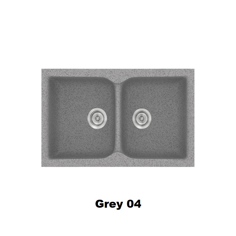 Grey Modern 2 Bowl Composite Kitchen Sink 78×50 Classic 340 Sanitec