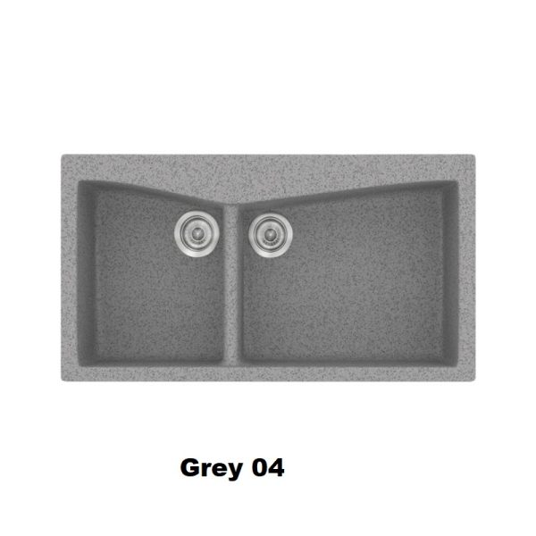 Grey Modern 2 Bowl Composite Kitchen Sink 93x51 Classic 326 Sanitec
