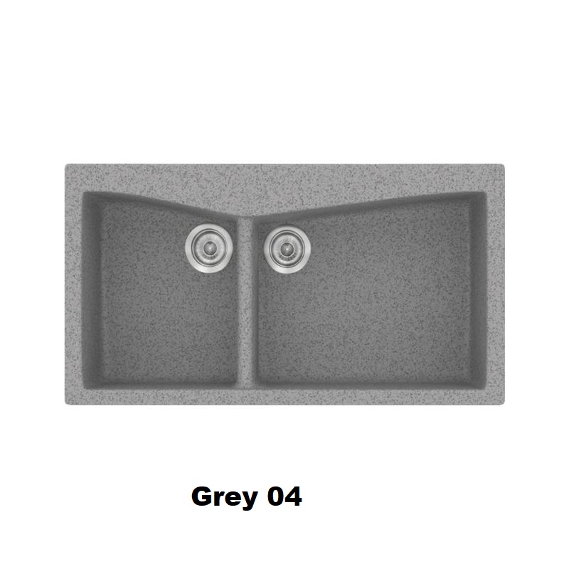 Grey Modern 2 Bowl Composite Kitchen Sink 93×51 Classic 326 Sanitec