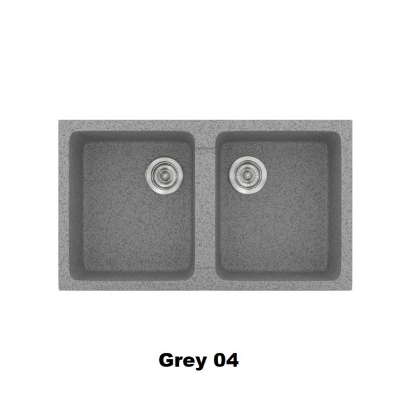 Grey Modern 2 Bowl Composite Kitchen Sink 86x50 Classic 334 Sanitec