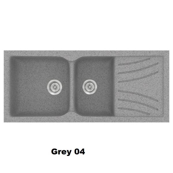 Grey Modern 2 Bowl Composite Kitchen Sink with Drainer 115x50 Classic 323 Sanitec