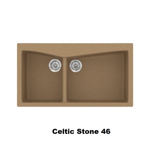 Celtic Stone Brown Modern 2 Bowl Composite Kitchen Sink 93x51 Classic 326 Sanitec