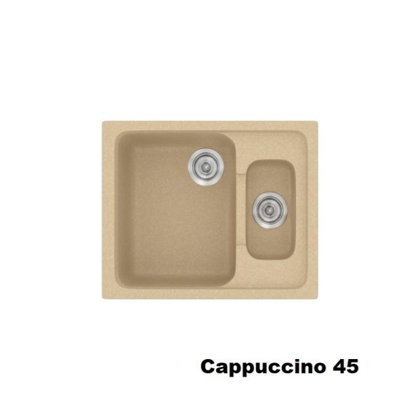 Καπουτσινο μικρος συνθετικος νεροχυτης κουζινας με μικρη και μεγαλη γουρνα 62χ51 Cappuccino 45 Classic 330 Sanitec