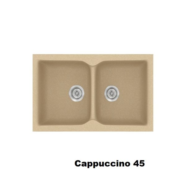 Καπουτσινο συνθετικοι νεροχυτες κουζινας με δυο γουρνες 78χ50 Cappuccino 45 Classic 340 Sanitec