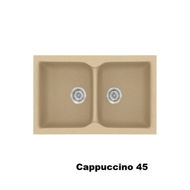 Καπουτσινο νεροχυτες κουζινας συνθετικοι με δυο γουρνες 78χ50 Cappuccino 45 Classic 340 Sanitec