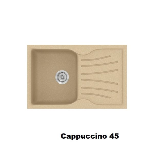 Cappuccino Modern 1 Bowl Composite Kitchen Sink with Drainer 78x50 Classic 327 Sanitec