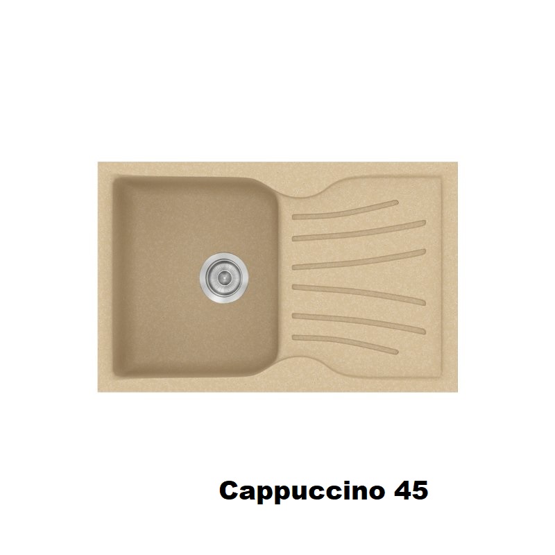 Καπουτσινο νεροχυτης κουζινας μοντερνος μονος με μαξιλαρι 78χ50 Cappuccino 45 Classic 327 Sanitec