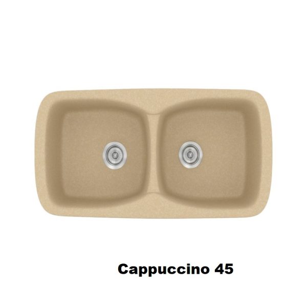 Καπουτσινο συνθετικος νεροχυτης κουζινας διπλος μοντερνος 93χ51 Cappuccino 45 Classic 319 Sanitec